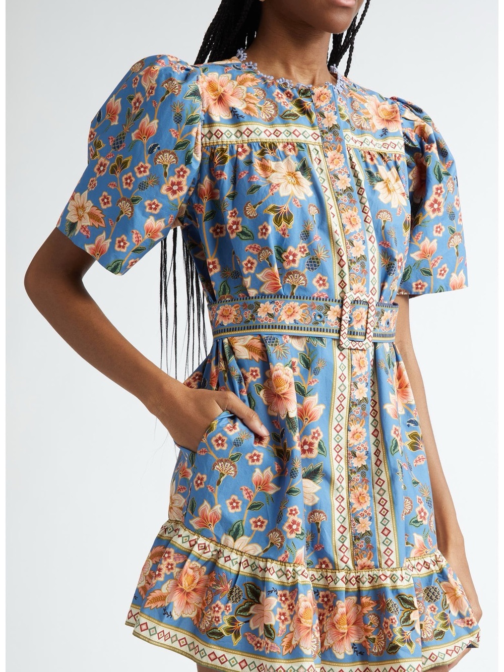 Farm Rio super bloom tapestry mini dress floral short dress - size large